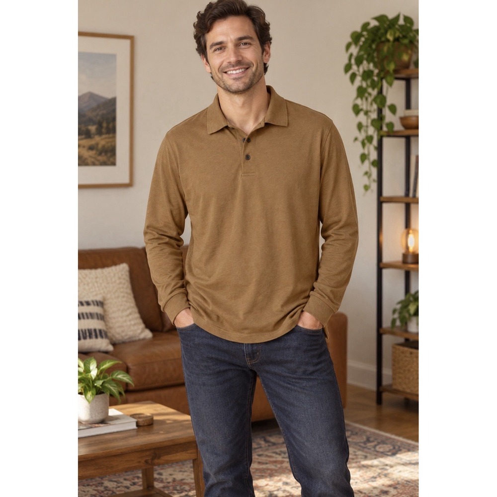 Ashworth EZ Tech Light Brown Cotton Long Sleeve -sweatshirt light Brown XL